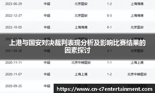 上港与国安对决裁判表现分析及影响比赛结果的因素探讨